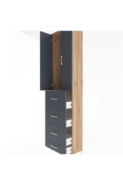 Arges Dolap Tek Raflı 4 Çekmeceli 2 Kapaklı 60x30x243 Çam-Antrasit