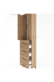 Arges Dolap Tek Raflı 4 Çekmeceli 2 Kapaklı 60x30x243 Çam-Çam
