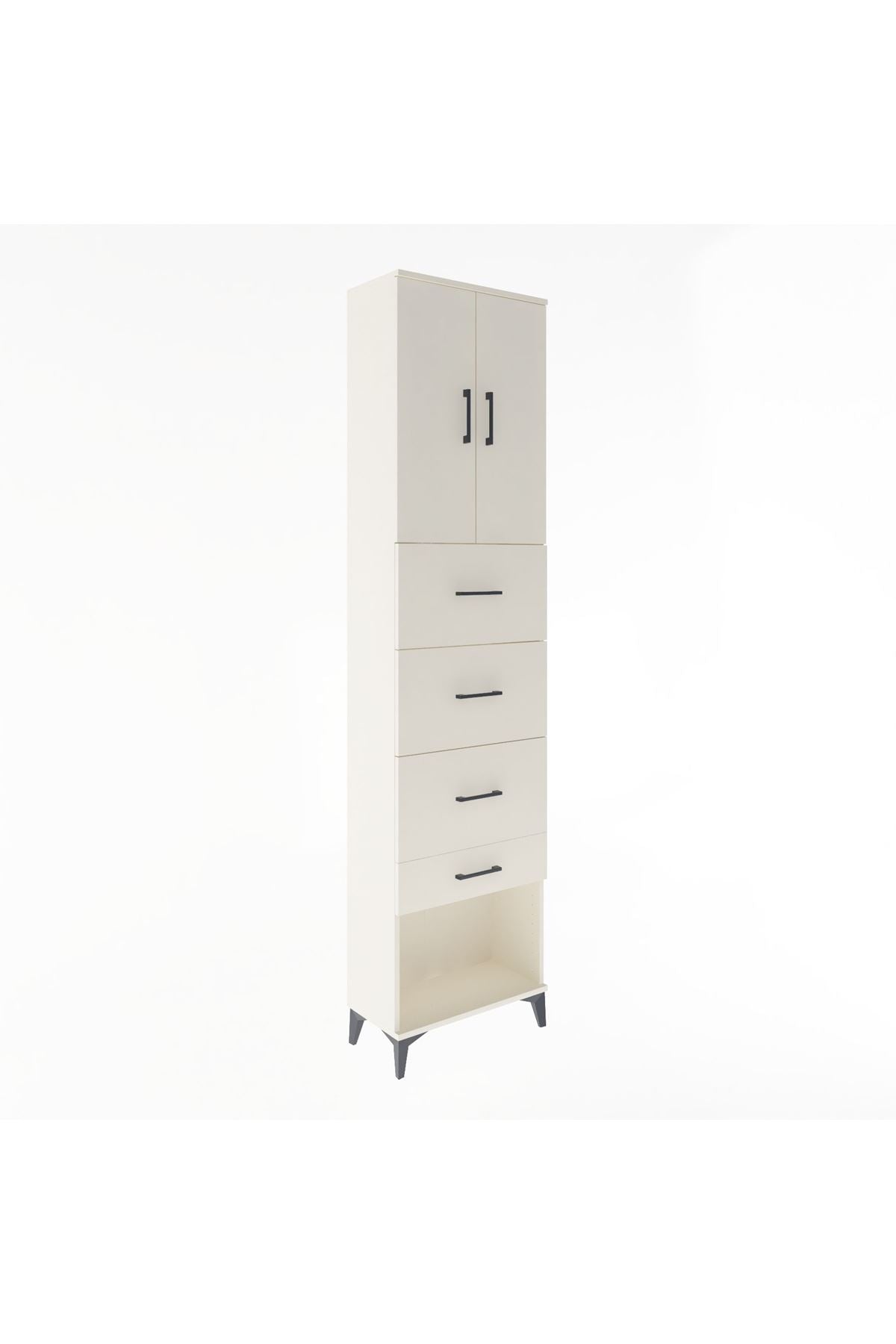 Arges Dolap Tek Raflı 4 Çekmeceli 2 Kapaklı 60x30x243 Aytaşı-Aytaşı