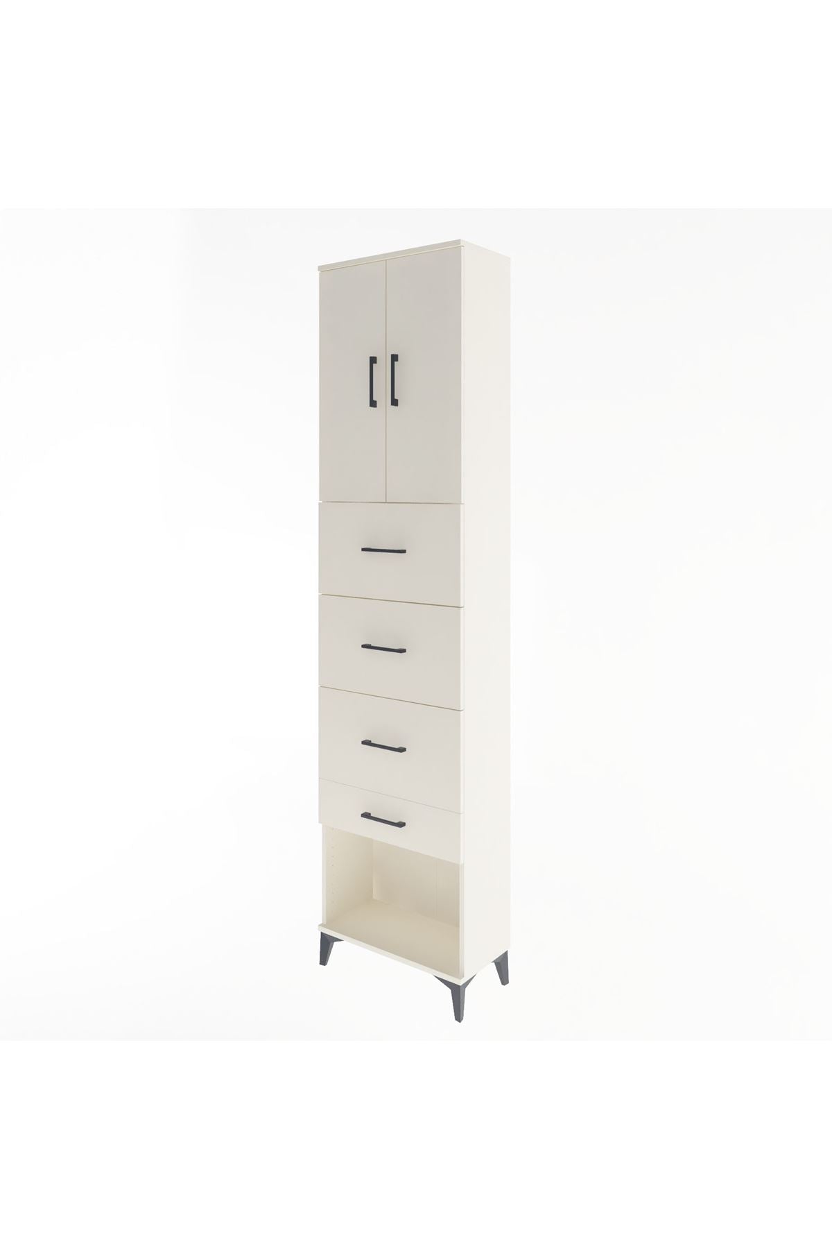 Arges Dolap Tek Raflı 4 Çekmeceli 2 Kapaklı 60x30x243 Aytaşı-Aytaşı