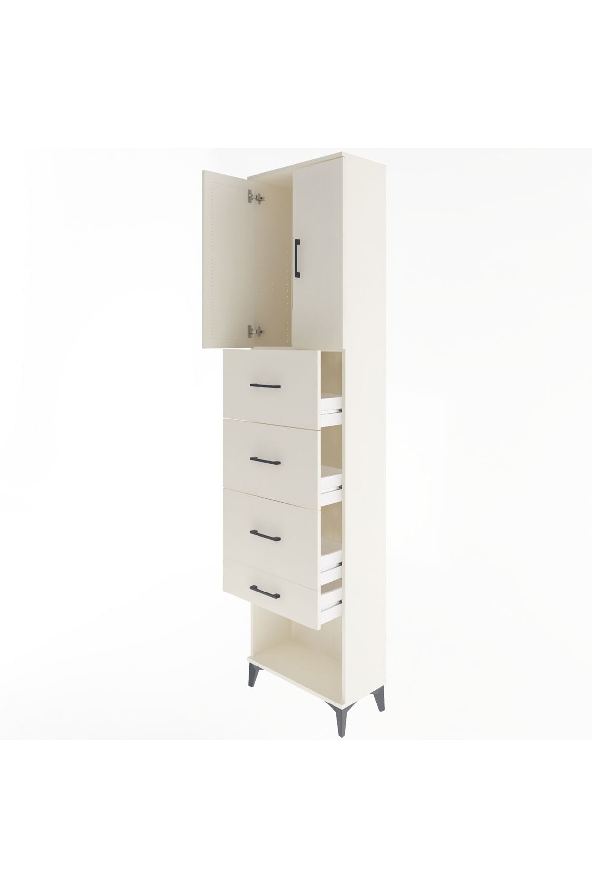 Arges Dolap Tek Raflı 4 Çekmeceli 2 Kapaklı 60x30x243 Aytaşı-Aytaşı