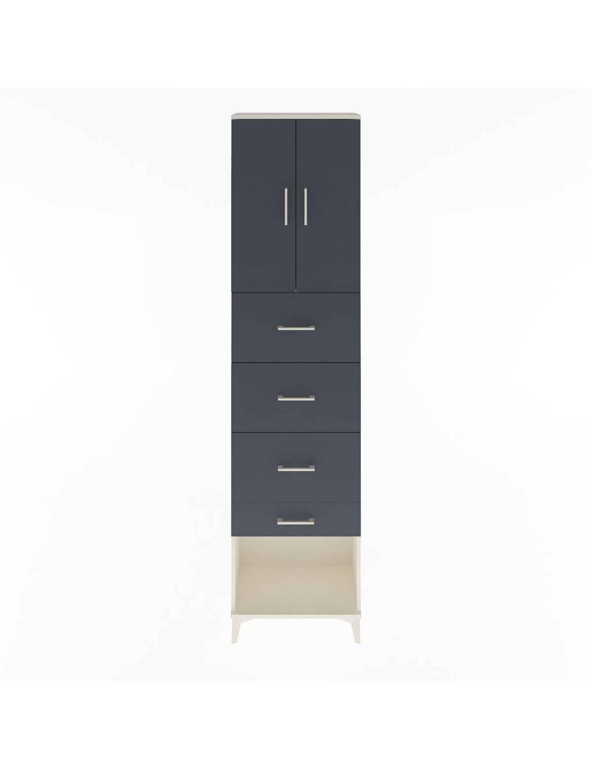 Arges Dolap Tek Raflı 4 Çekmeceli 2 Kapaklı 60x30x243 Aytaşı-Antrasit