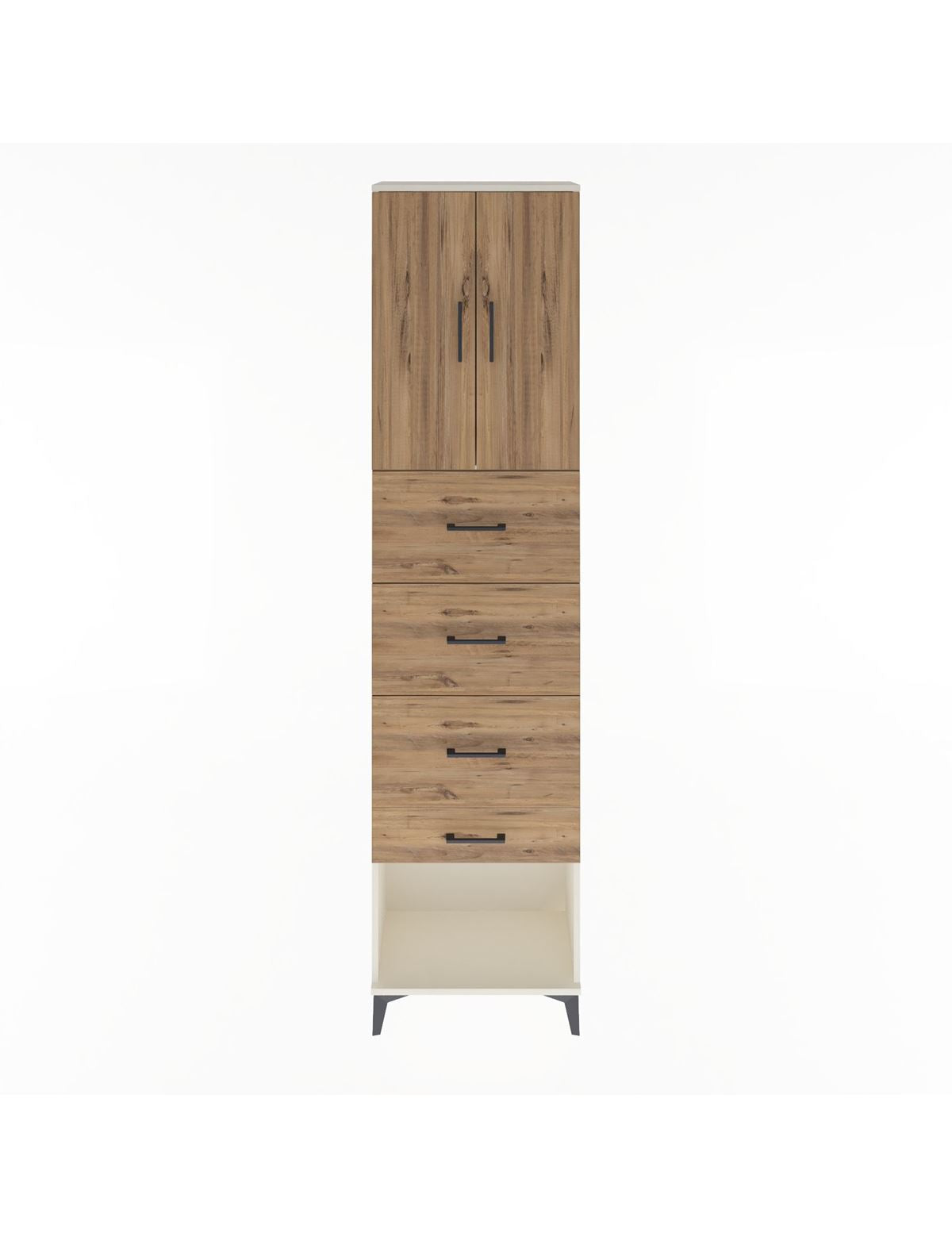 Arges Dolap Tek Raflı 4 Çekmeceli 2 Kapaklı 60x30x243 Aytaşı-Çam