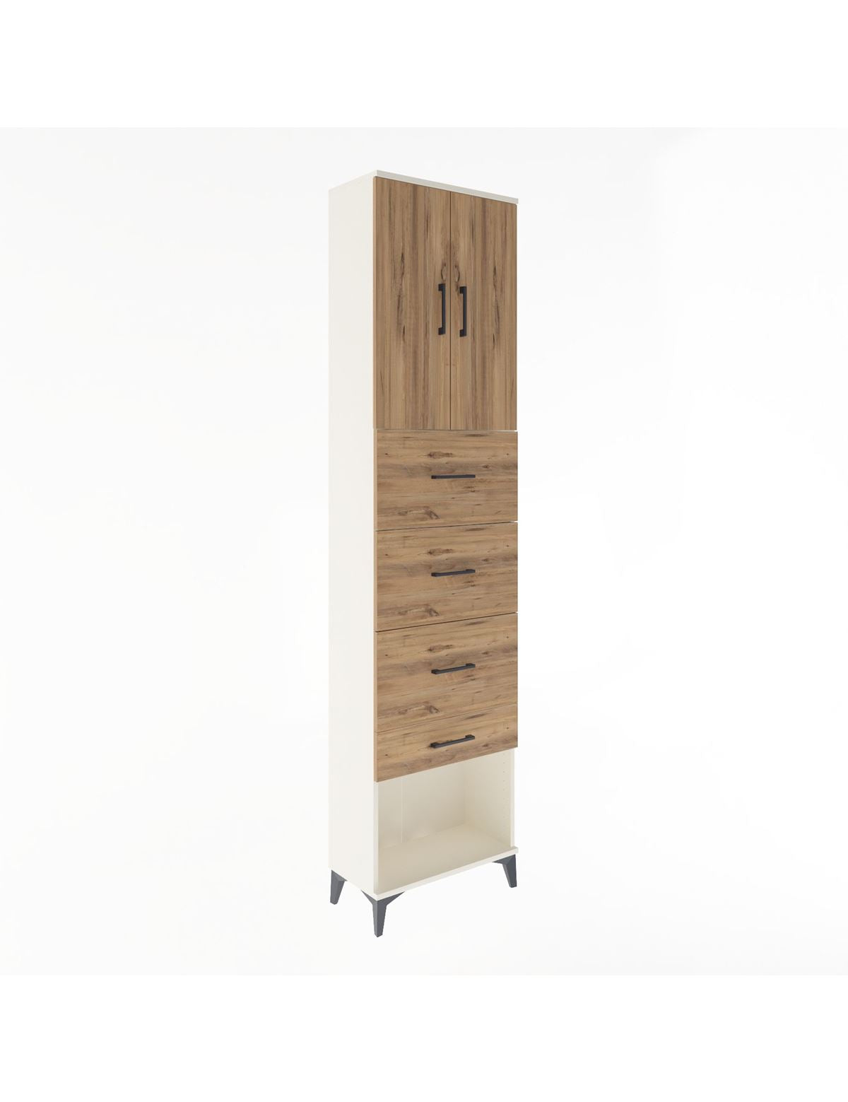 Arges Dolap Tek Raflı 4 Çekmeceli 2 Kapaklı 60x30x243 Aytaşı-Çam