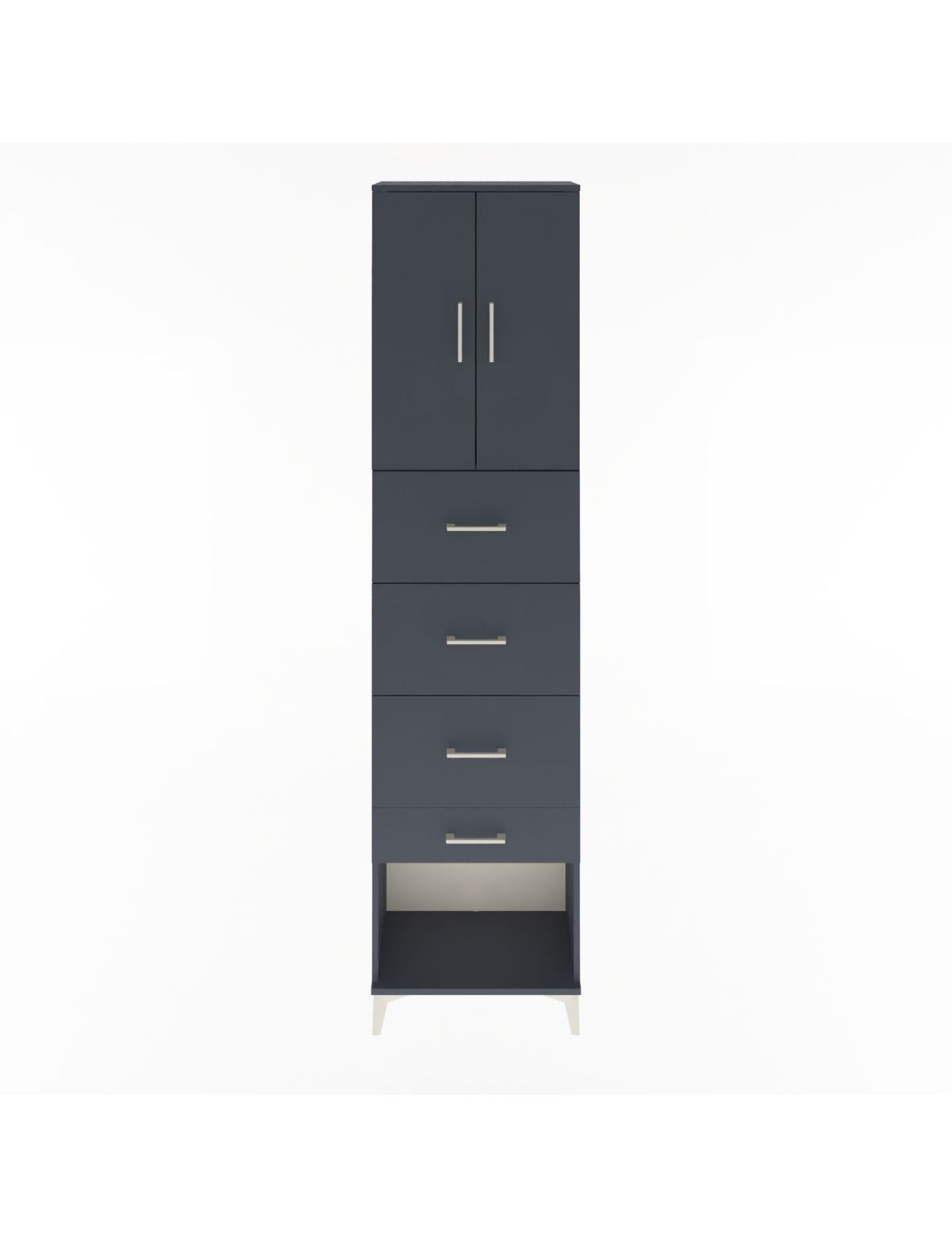 Arges Dolap Tek Raflı 4 Çekmeceli 2 Kapaklı 60x30x243 Antrasit-Antrasit