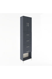 Arges Dolap Tek Raflı 4 Çekmeceli 2 Kapaklı 60x30x243 Antrasit-Antrasit