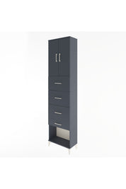 Arges Dolap Tek Raflı 4 Çekmeceli 2 Kapaklı 60x30x243 Antrasit-Antrasit