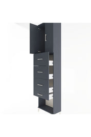 Arges Dolap Tek Raflı 4 Çekmeceli 2 Kapaklı 60x30x243 Antrasit-Antrasit