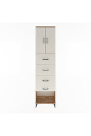 Arges Dolap Tek Raflı 4 Çekmeceli 2 Kapaklı 60x30x243 Çam-Aytaşı