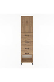 Arges Dolap Tek Raflı 4 Çekmeceli 2 Kapaklı 60x30x243 Çam-Çam