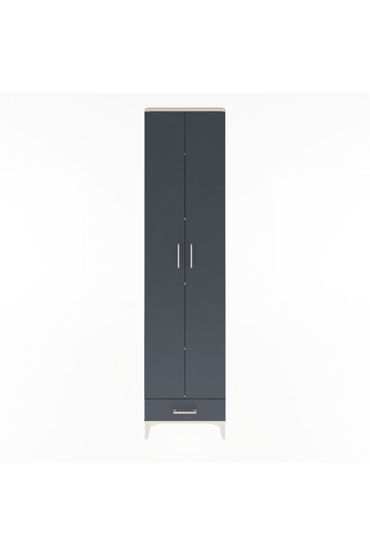 Arges Dolap 5 Raflı Tek Çekmeceli 2 Kapaklı 60x30x243 Aytaşı-Antrasit