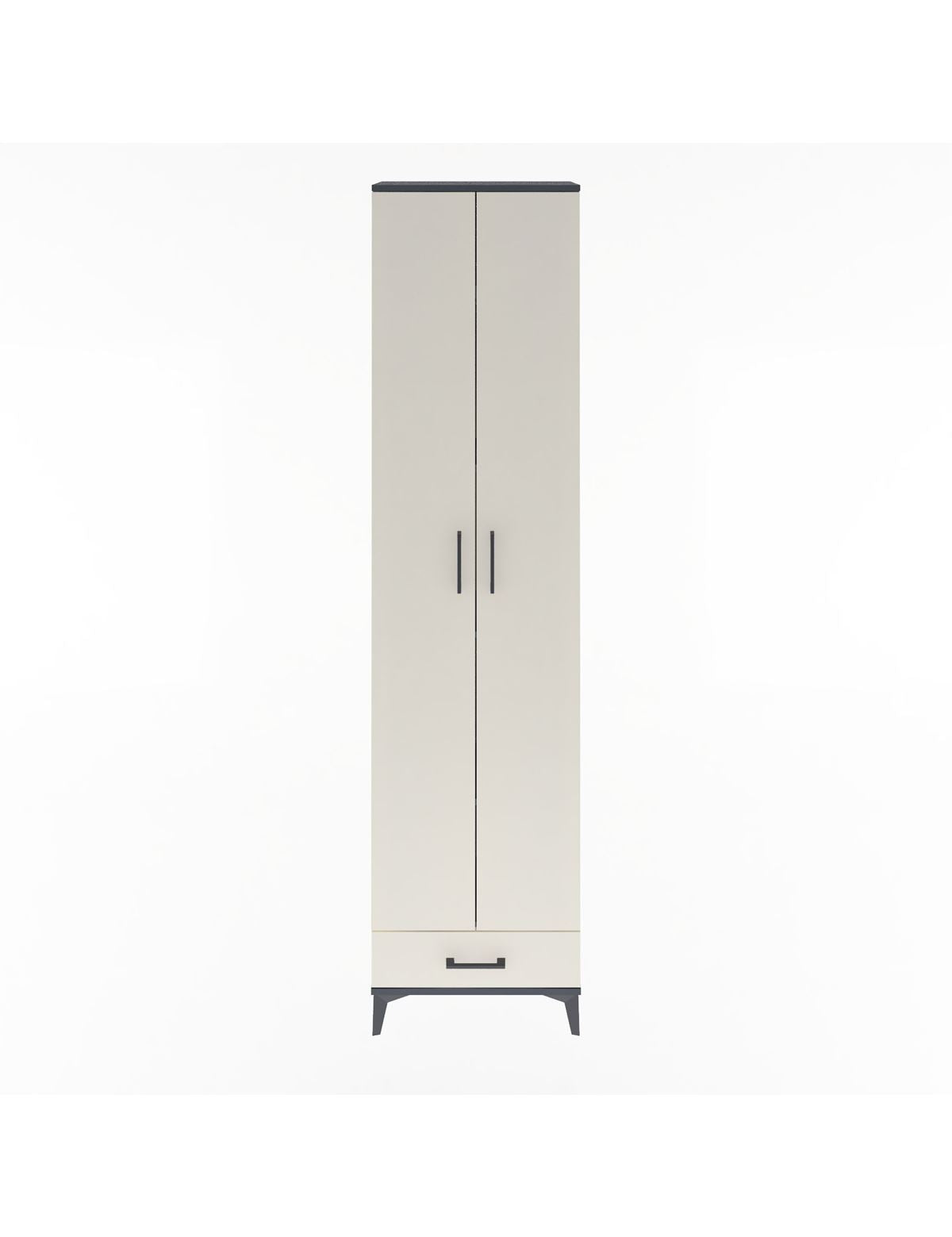 Arges Dolap 5 Raflı Tek Çekmeceli 2 Kapaklı 60x30x243 Antrasit-Aytaşı