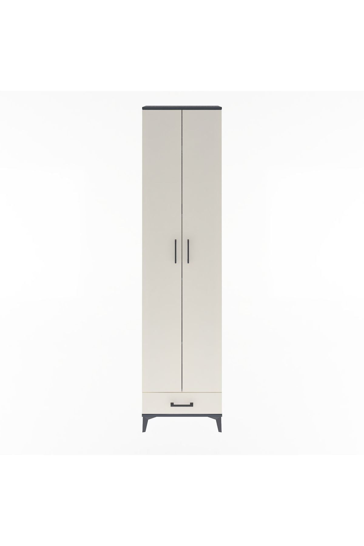 Arges Dolap 5 Raflı Tek Çekmeceli 2 Kapaklı 60x30x243 Antrasit-Aytaşı