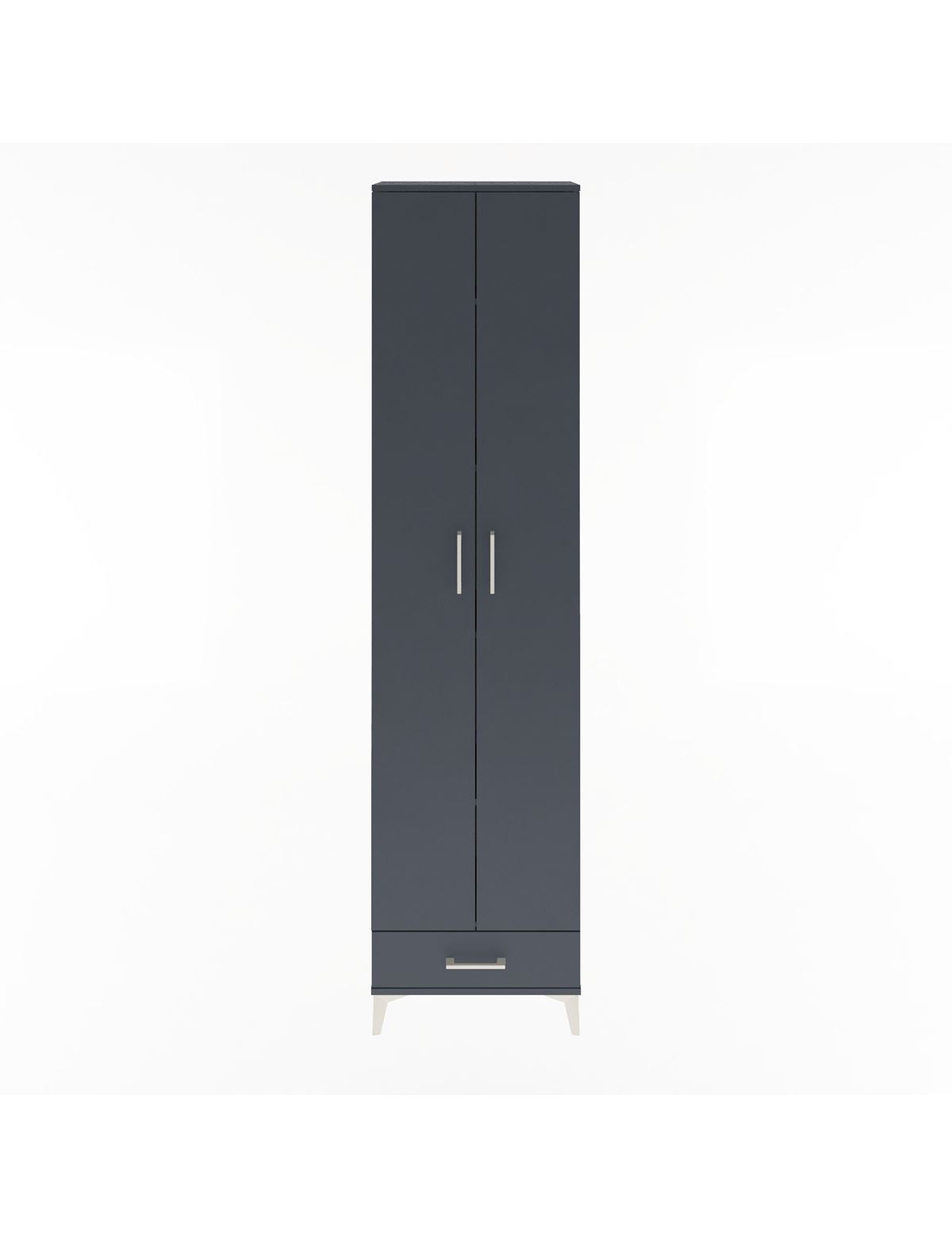 Arges Dolap 5 Raflı Tek Çekmeceli 2 Kapaklı 60x30x243 Antrasit-Antrasit