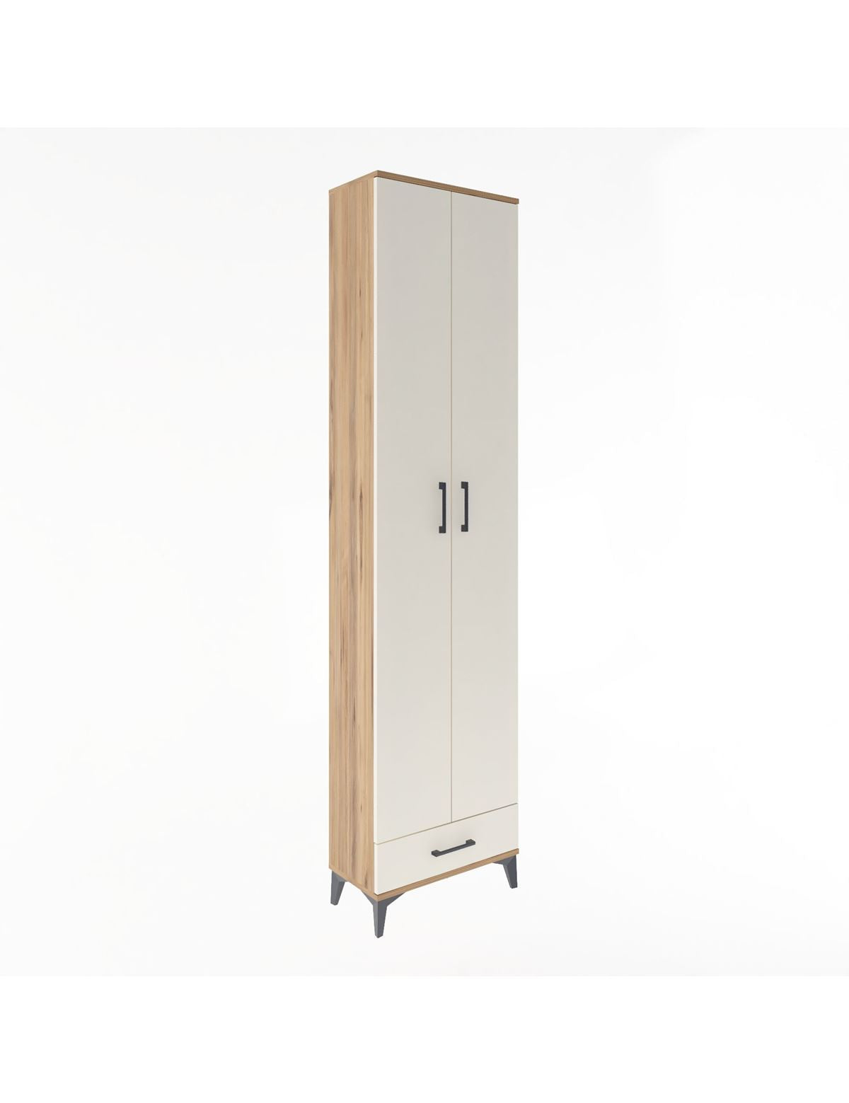 Arges Dolap 5 Raflı Tek Çekmeceli 2 Kapaklı 60x30x243 Çam-Aytaşı