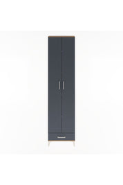 Arges Dolap 5 Raflı Tek Çekmeceli 2 Kapaklı 60x30x243 Çam-Antrasit