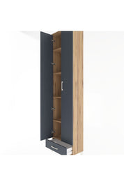 Arges Dolap 5 Raflı Tek Çekmeceli 2 Kapaklı 60x30x243 Çam-Antrasit