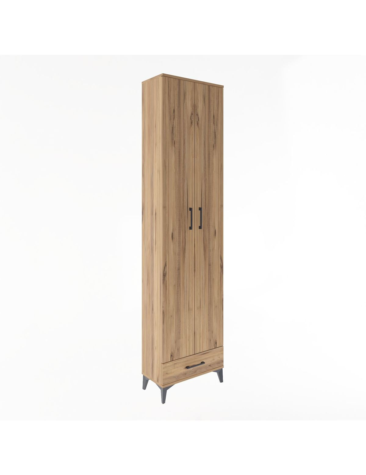 Arges Dolap 5 Raflı Tek Çekmeceli 2 Kapaklı 60x30x243 Çam-Çam