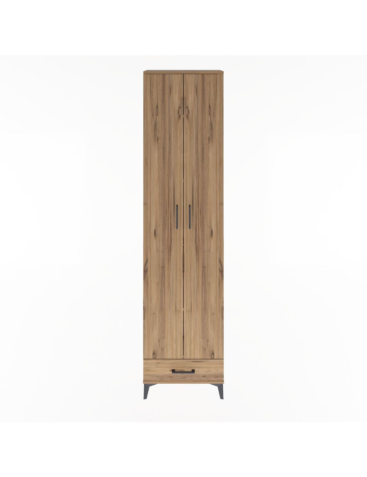 Arges Dolap 5 Raflı Tek Çekmeceli 2 Kapaklı 60x30x243 Çam-Çam