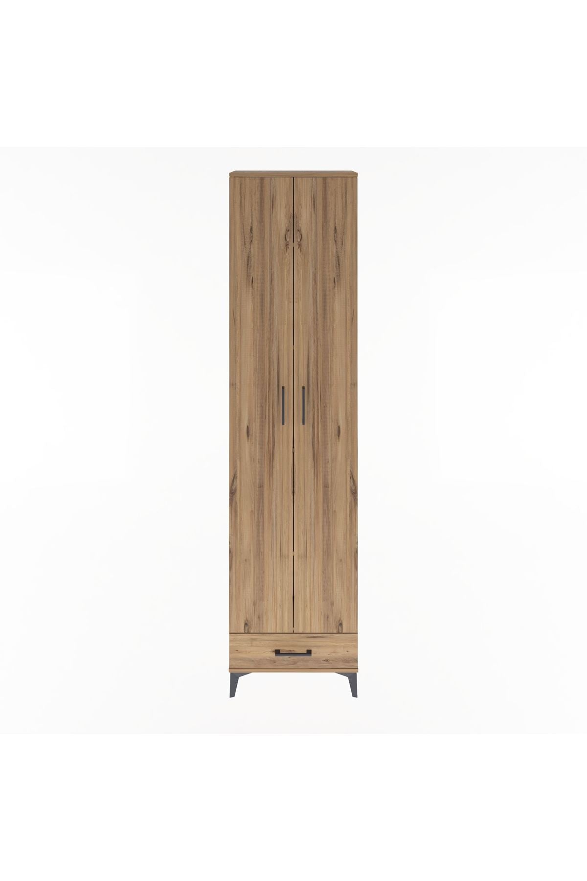 Arges Dolap 5 Raflı Tek Çekmeceli 2 Kapaklı 60x30x243 Çam-Çam