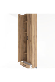 Arges Dolap 5 Raflı Tek Çekmeceli 2 Kapaklı 60x30x243 Çam-Çam