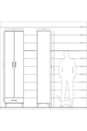 Arges Dolap 5 Raflı Tek Çekmeceli 2 Kapaklı 60x30x243 Çam-Çam