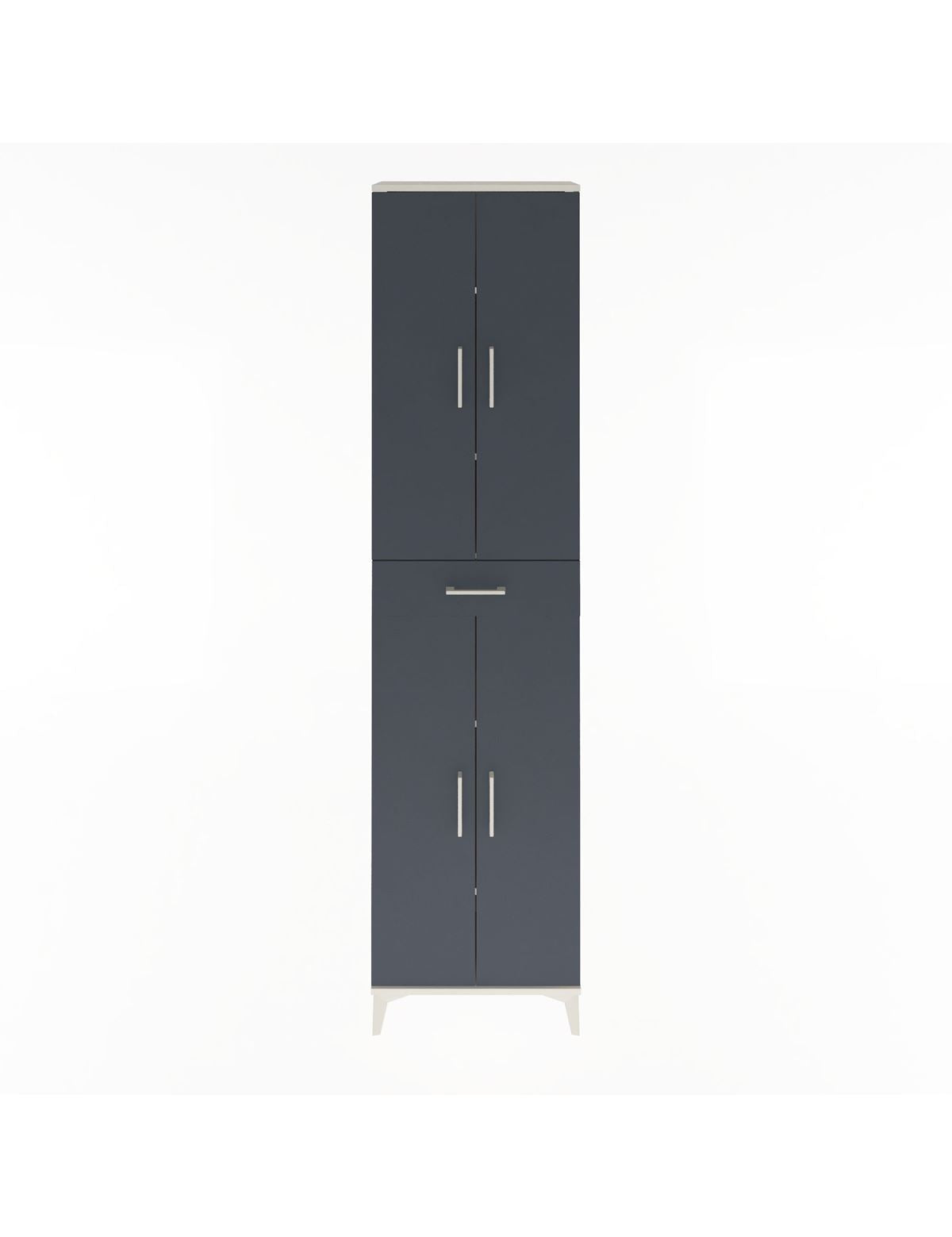 Arges Dolap 5 Raflı Tek Çekmeceli 4 Kapaklı 60x30x243 Aytaşı-Antrasit