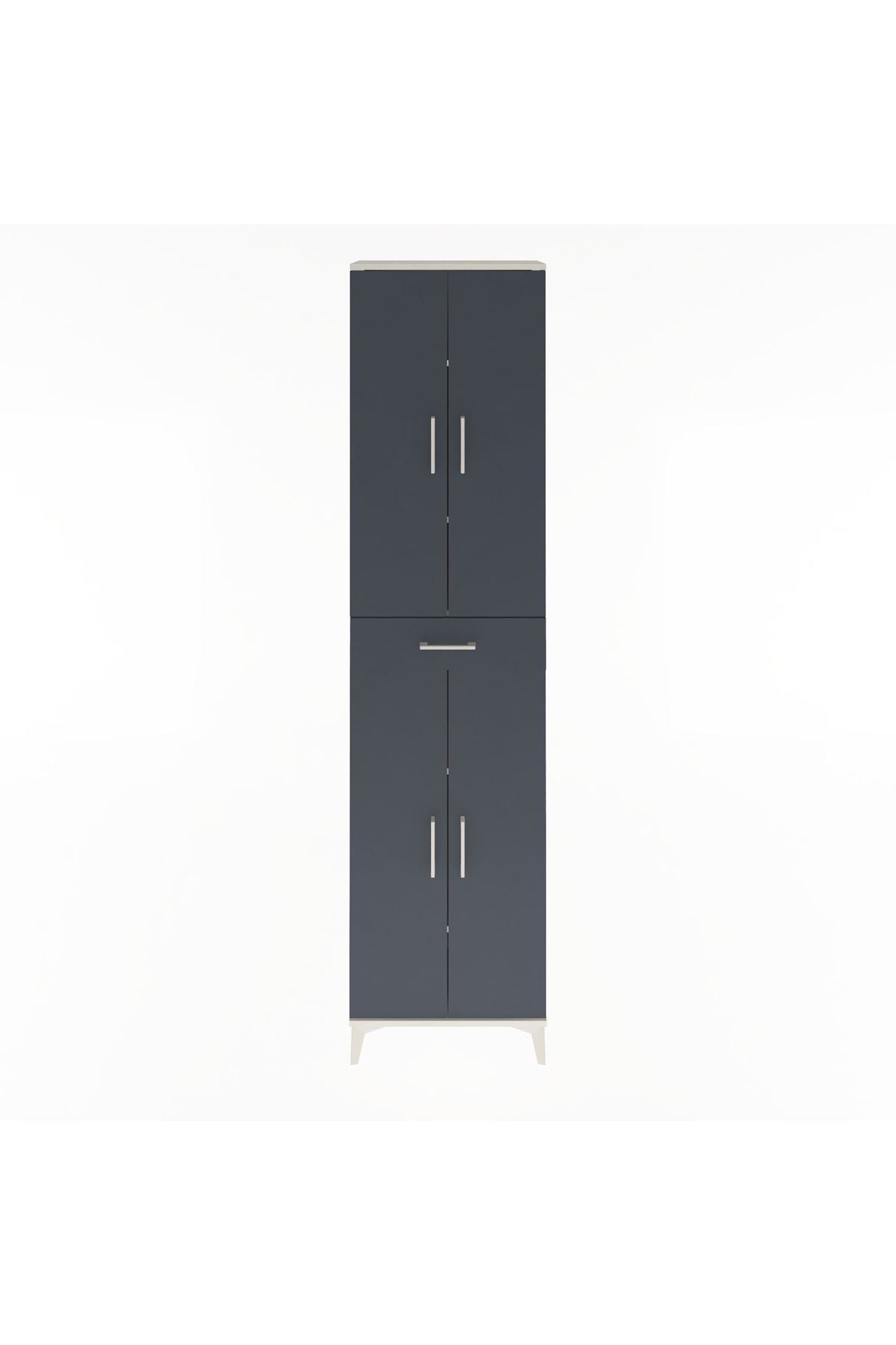 Arges Dolap 5 Raflı Tek Çekmeceli 4 Kapaklı 60x30x243 Aytaşı-Antrasit