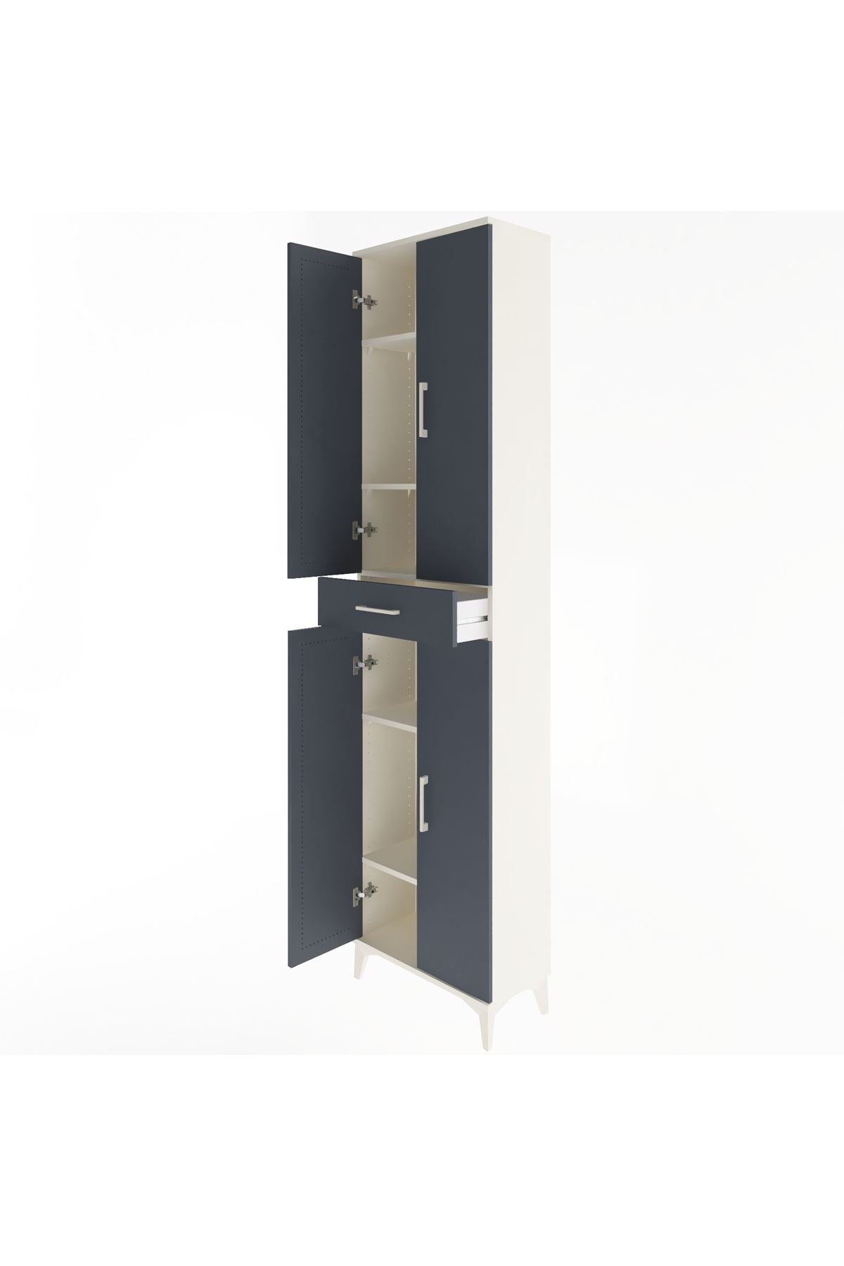 Arges Dolap 5 Raflı Tek Çekmeceli 4 Kapaklı 60x30x243 Aytaşı-Antrasit