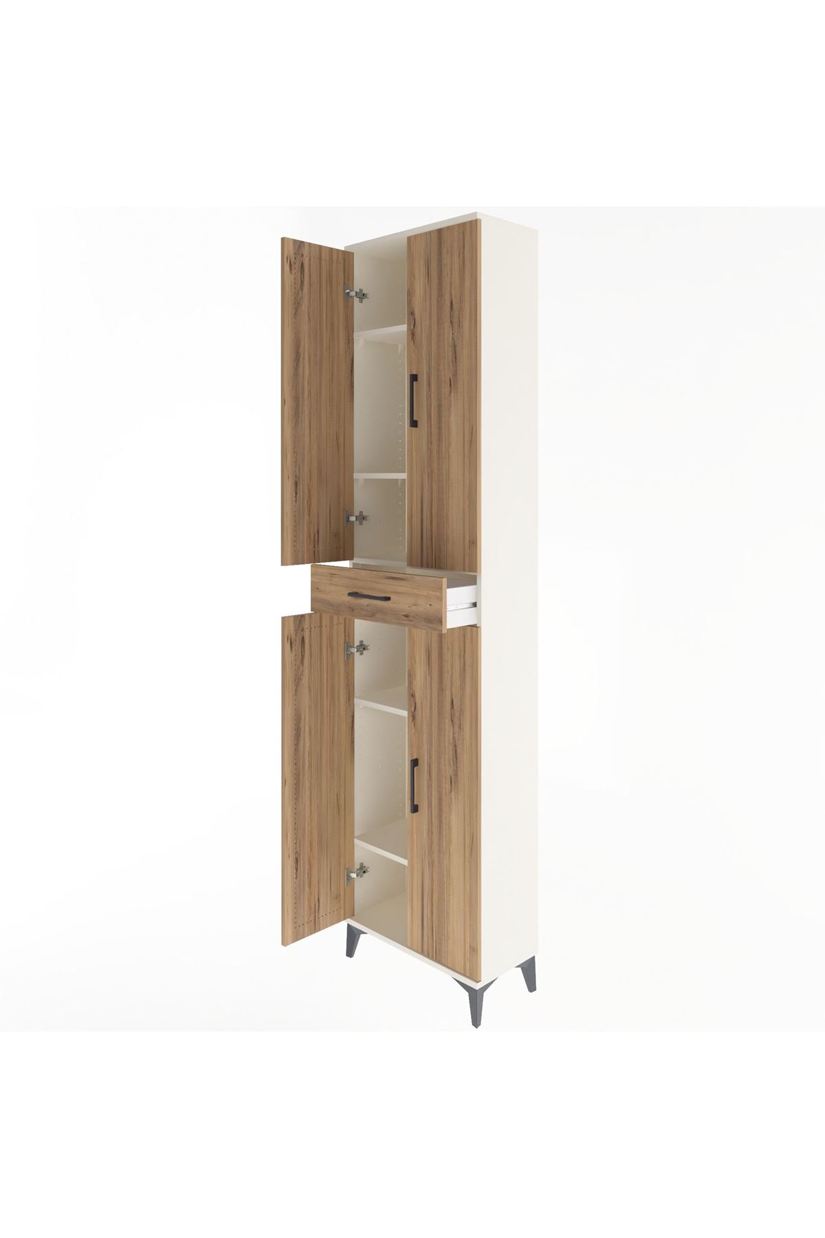 Arges Dolap 5 Raflı Tek Çekmeceli 4 Kapaklı 60x30x243 Aytaşı-Çam