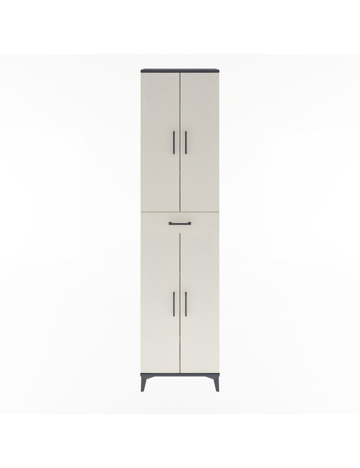 Arges Dolap 5 Raflı Tek Çekmeceli 4 Kapaklı 60x30x243 Antrasit-Aytaşı