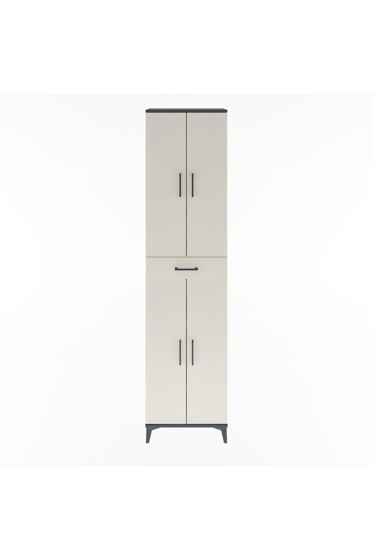 Arges Dolap 5 Raflı Tek Çekmeceli 4 Kapaklı 60x30x243 Antrasit-Aytaşı