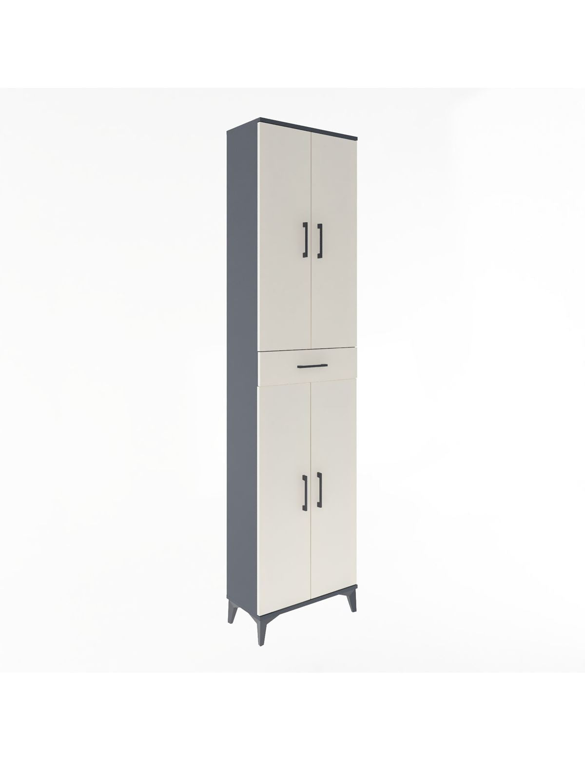 Arges Dolap 5 Raflı Tek Çekmeceli 4 Kapaklı 60x30x243 Antrasit-Aytaşı