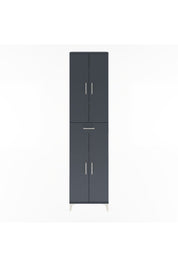 Arges Dolap 5 Raflı Tek Çekmeceli 4 Kapaklı 60x30x243 Antrasit-Antrasit