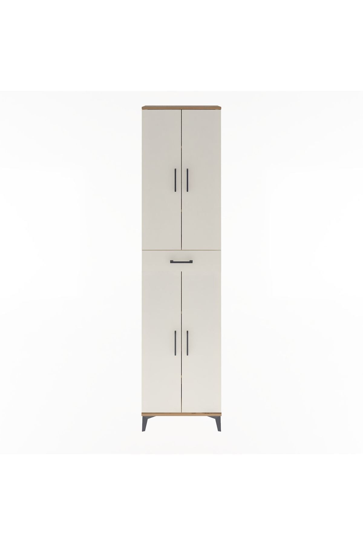 Arges Dolap 5 Raflı Tek Çekmeceli 4 Kapaklı 60x30x243 Çam-Aytaşı