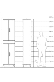 Arges Dolap 5 Raflı Tek Çekmeceli 4 Kapaklı 60x30x243 Çam-Antrasit