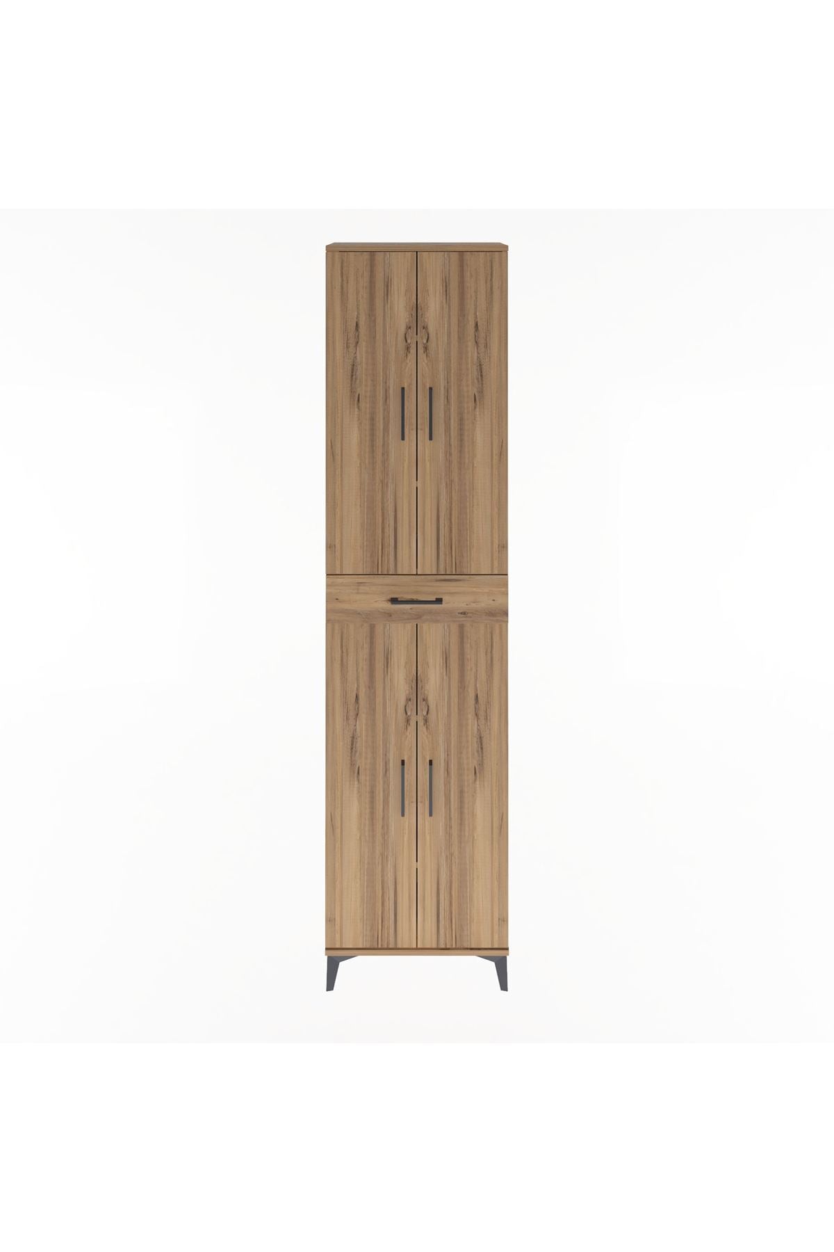 Arges Dolap 5 Raflı Tek Çekmeceli 4 Kapaklı 60x30x243 Çam-Çam