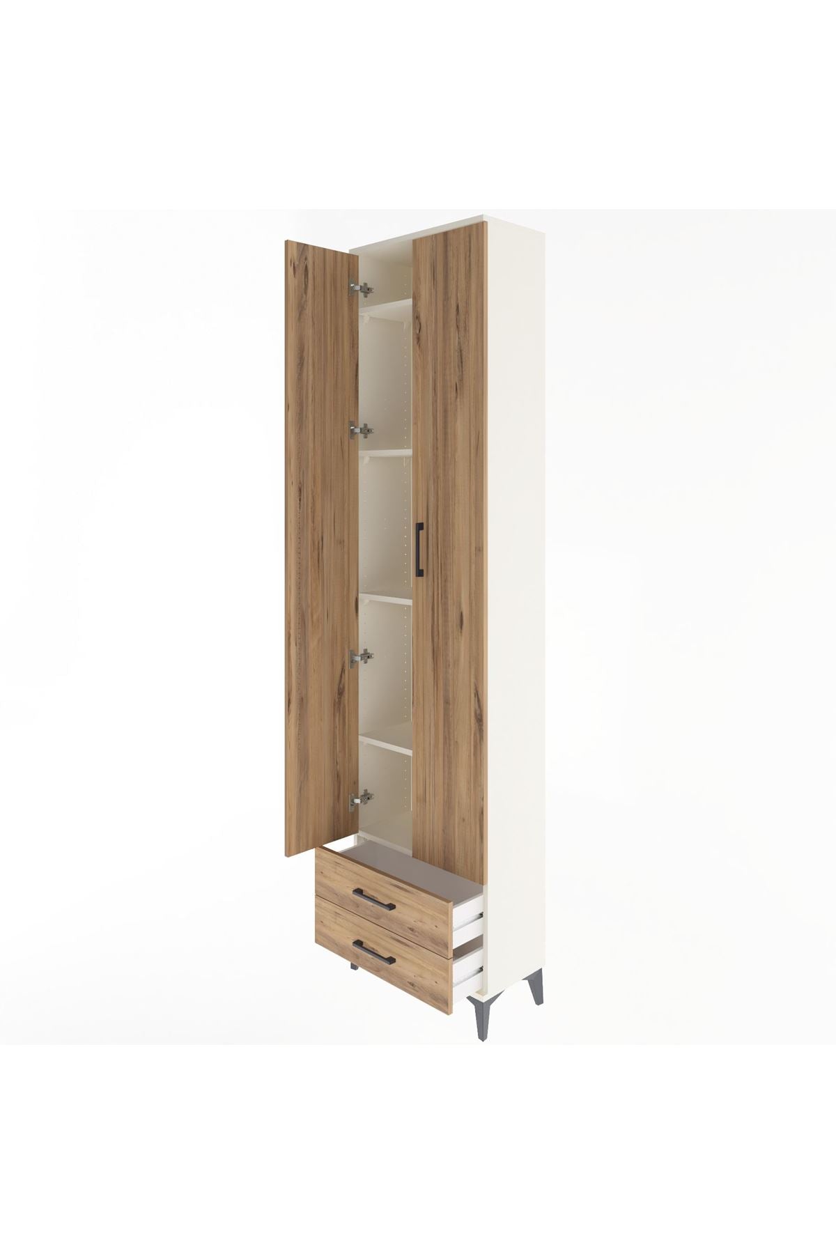 Arges Dolap 5 Raflı 2 Çekmeceli 2 Kapaklı 60x30x243 Aytaşı-Çam