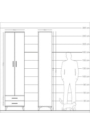 Arges Dolap 5 Raflı 2 Çekmeceli 2 Kapaklı 60x30x243 Aytaşı-Çam