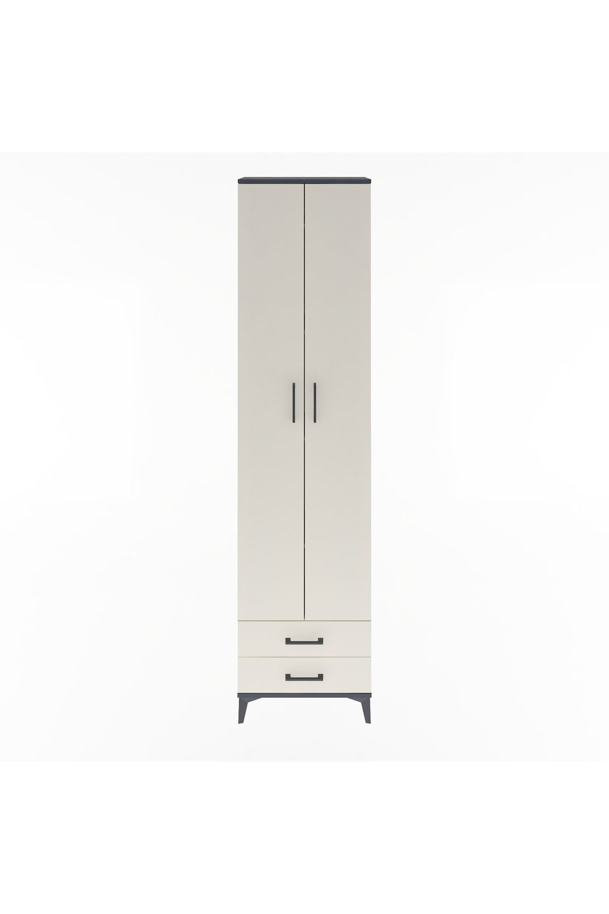 Arges Dolap 5 Raflı 2 Çekmeceli 2 Kapaklı 60x30x243 Antrasit-Aytaşı