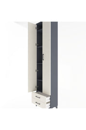 Arges Dolap 5 Raflı 2 Çekmeceli 2 Kapaklı 60x30x243 Antrasit-Aytaşı