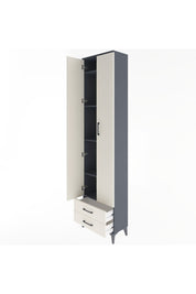 Arges Dolap 5 Raflı 2 Çekmeceli 2 Kapaklı 60x30x243 Antrasit-Aytaşı