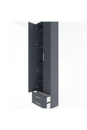Arges Dolap 5 Raflı 2 Çekmeceli 2 Kapaklı 60x30x243 Antrasit-Antrasit