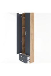Arges Dolap 5 Raflı 2 Çekmeceli 2 Kapaklı 60x30x243 Çam-Antrasit