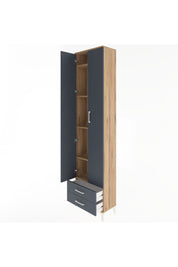 Arges Dolap 5 Raflı 2 Çekmeceli 2 Kapaklı 60x30x243 Çam-Antrasit