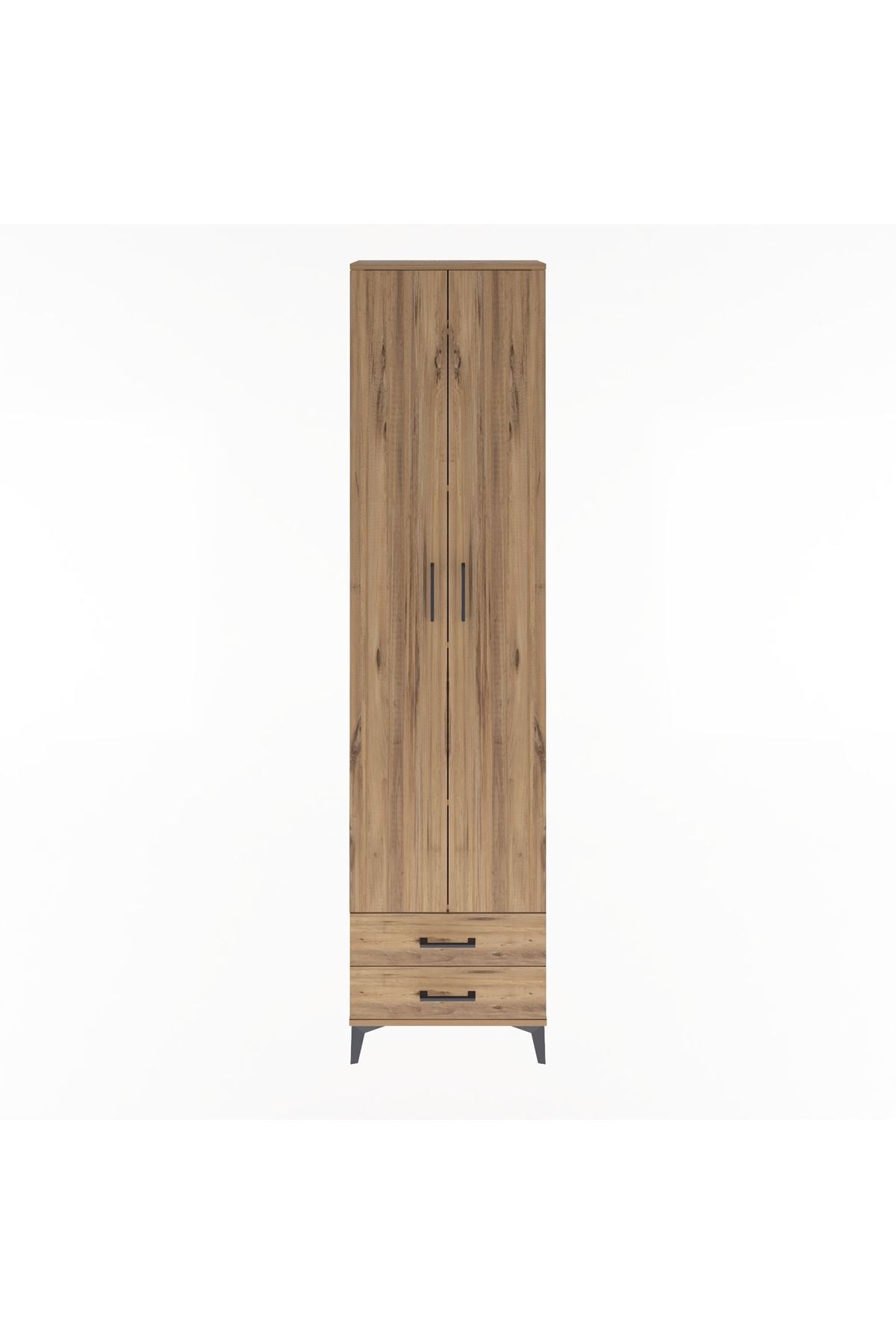 Arges Dolap 5 Raflı 2 Çekmeceli 2 Kapaklı 60x30x243 Çam-Çam