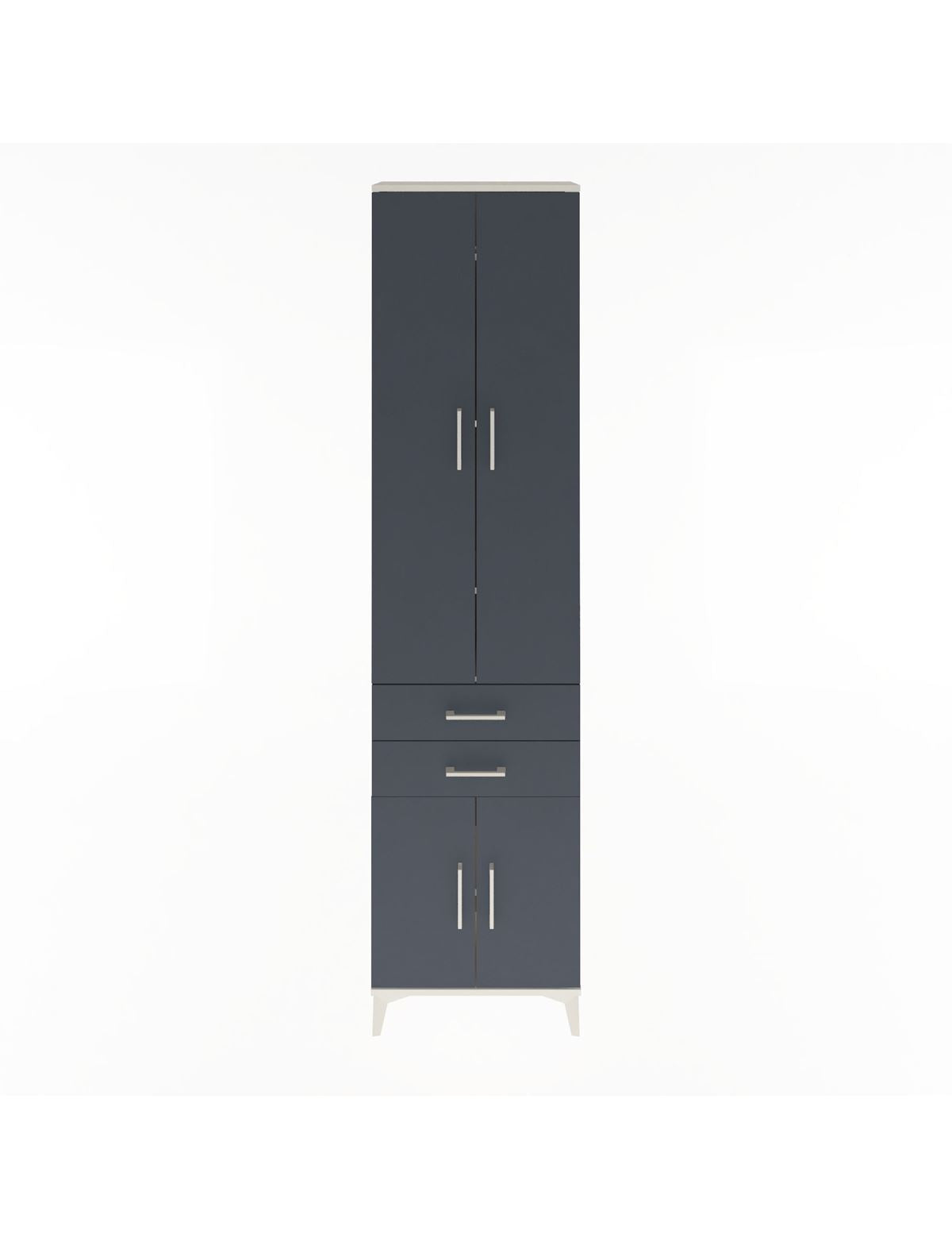Arges Dolap 5 Raflı 2 Çekmeceli 4 Kapaklı 60x30x243 Aytaşı-Antrasit