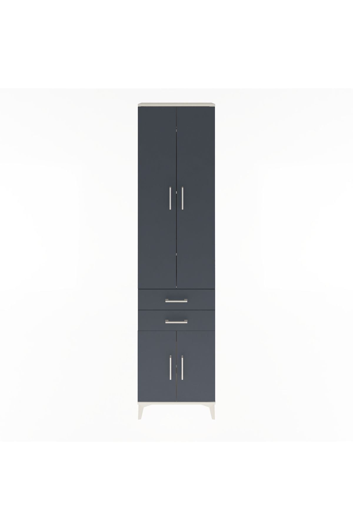 Arges Dolap 5 Raflı 2 Çekmeceli 4 Kapaklı 60x30x243 Aytaşı-Antrasit