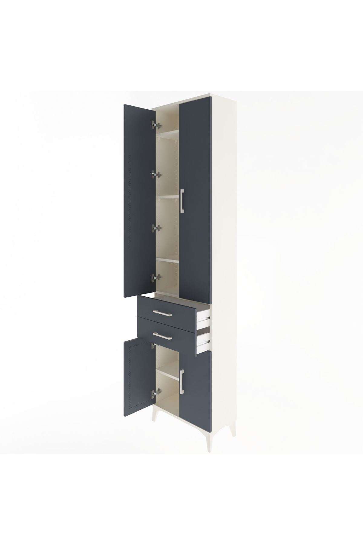 Arges Dolap 5 Raflı 2 Çekmeceli 4 Kapaklı 60x30x243 Aytaşı-Antrasit