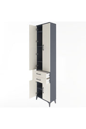 Arges Dolap 5 Raflı 2 Çekmeceli 4 Kapaklı 60x30x243 Antrasit-Aytaşı